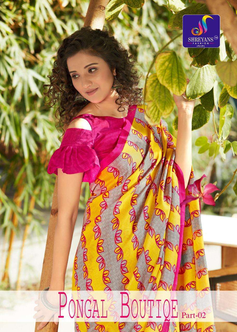 shreyans fashion ponagal boutiqe part 2 linen jute fancy saree authorized supplier 