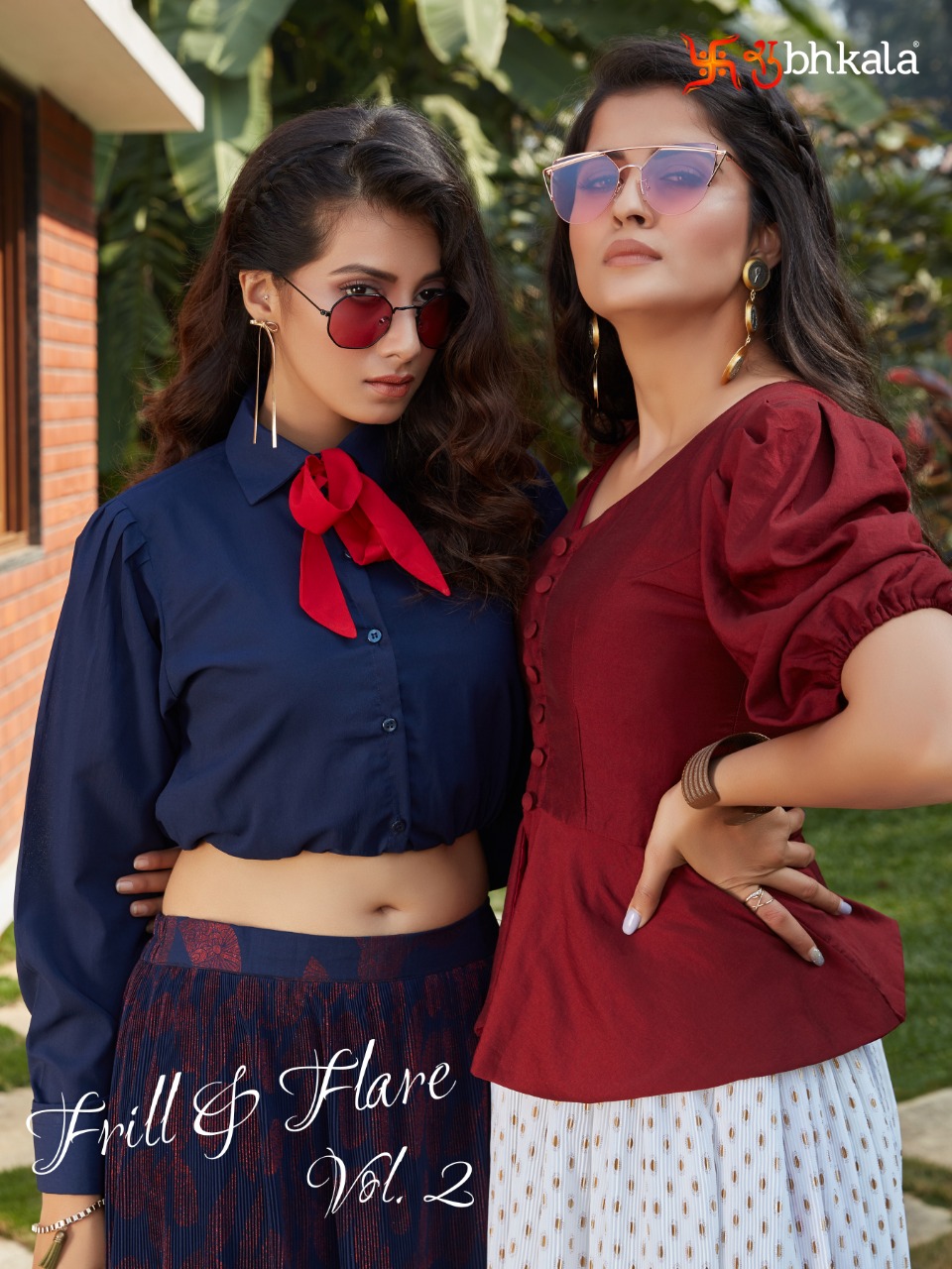 Shubh Kala Frill And Flare Vol 2 Cotton Imported Crop Top With Skirt