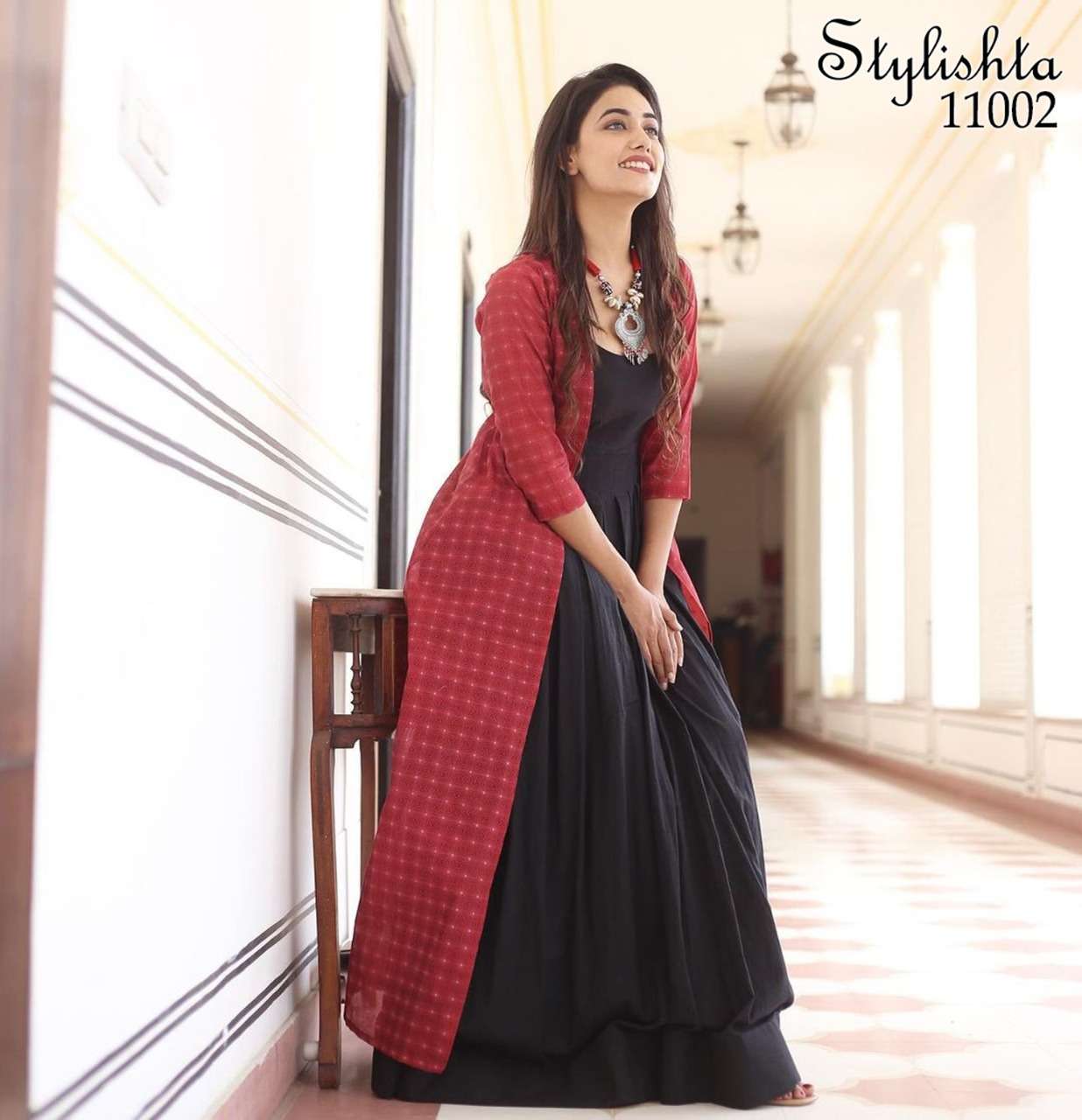 stylishta vol 11 long flair gown with jacket for women girls collection 