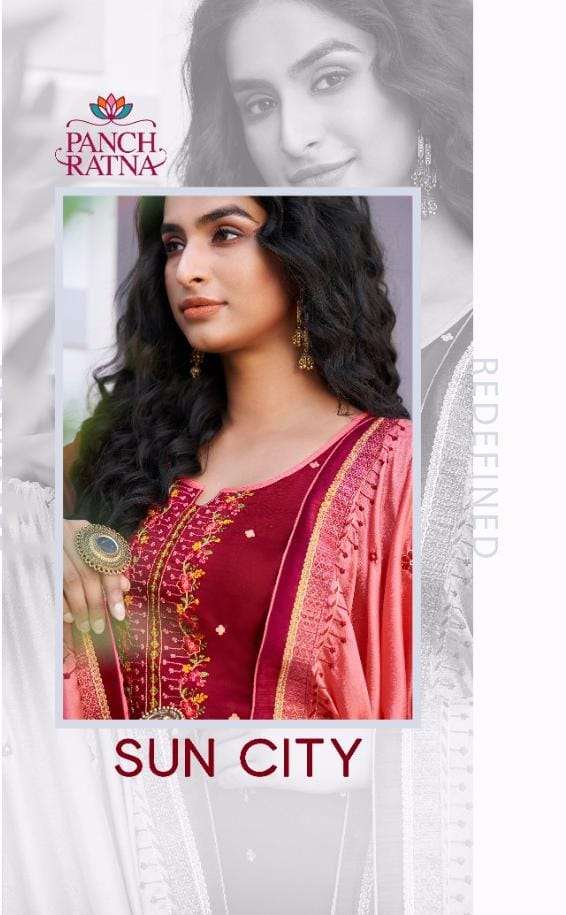 sun city by panch ratna jam silk embroidery dress materials