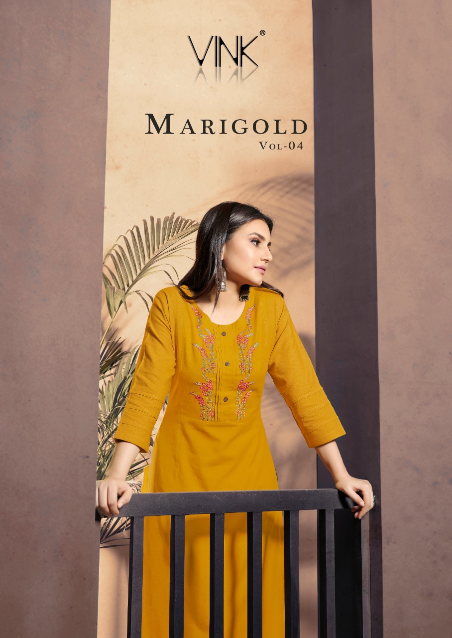 Vink Marigold Vol 4 Linen Cotton Kurti With Bottom Boutique Style