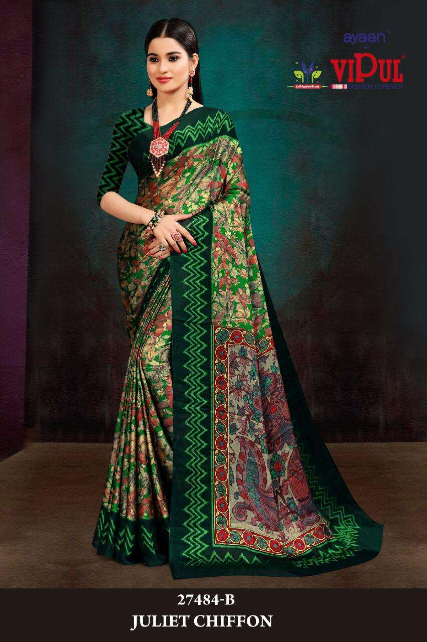 vipul juliet 27484 design chiffon printed ladies saree wholesale store 