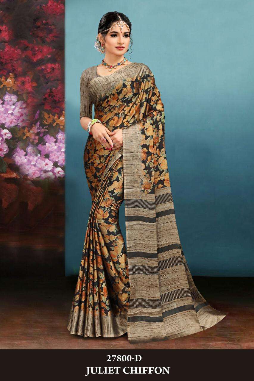 vipul juliet chiffon 27800 design colors printed saris wholesaler