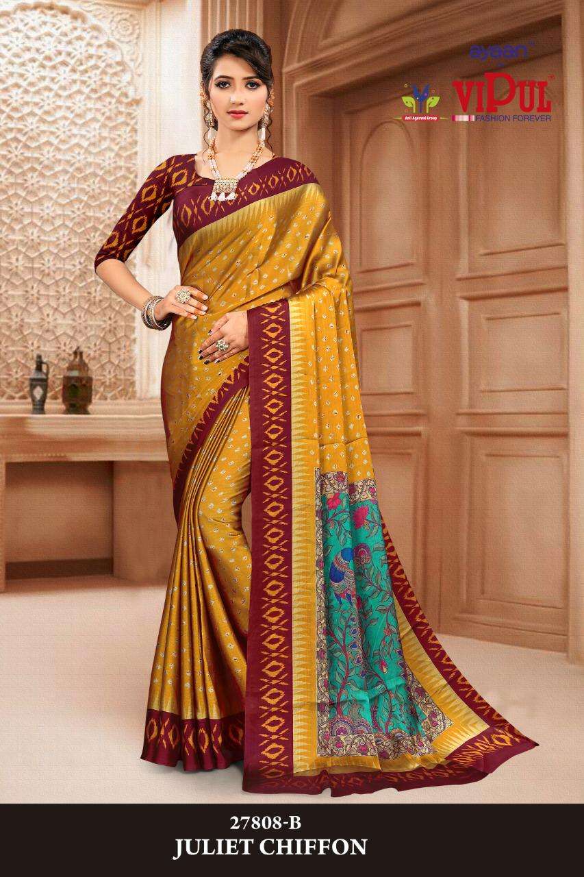 vipul juliet chiffon 27808 design black rangoli printed saree online 