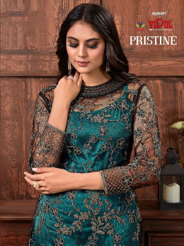 Vipul Presents Pristine Fancy Net Embroidery Work Heavy Suits Trader