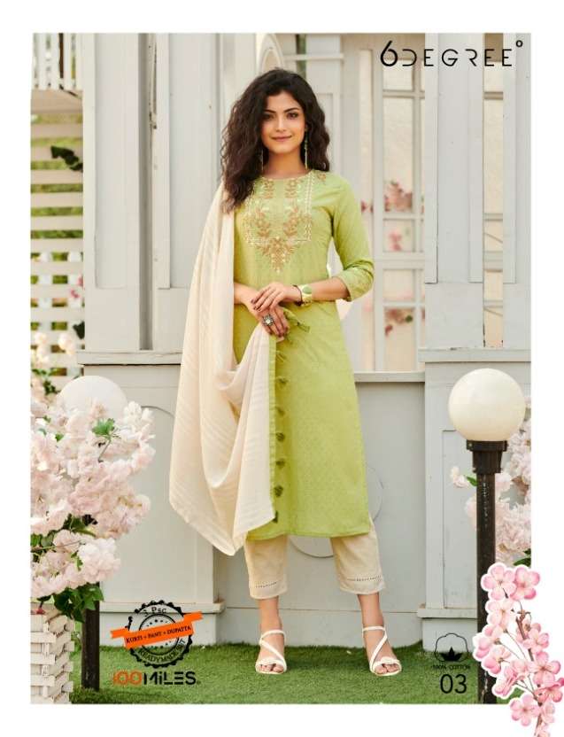 6 degree by 100 miles cotton readymade salwar suits online supplier