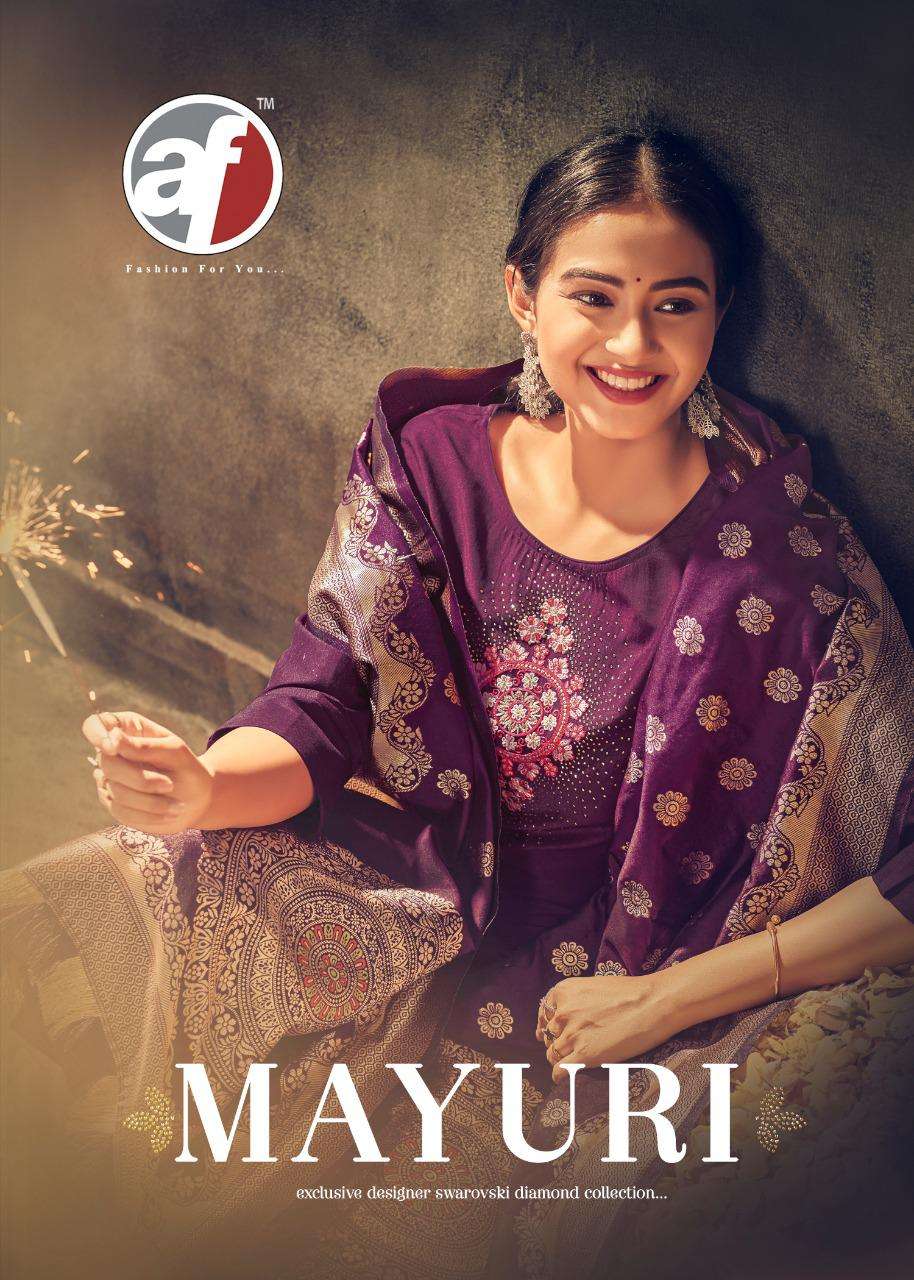 anju fabrics mayuri vol 1 party wear kurti dupatta with palazzo pant complete set for women 