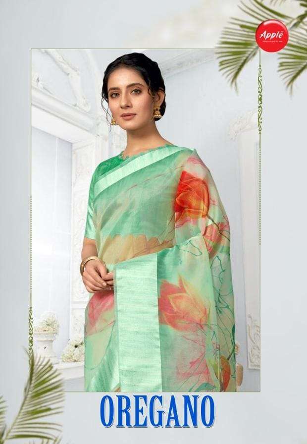 apple oregano vol 2 organza silk printed casual indian saree