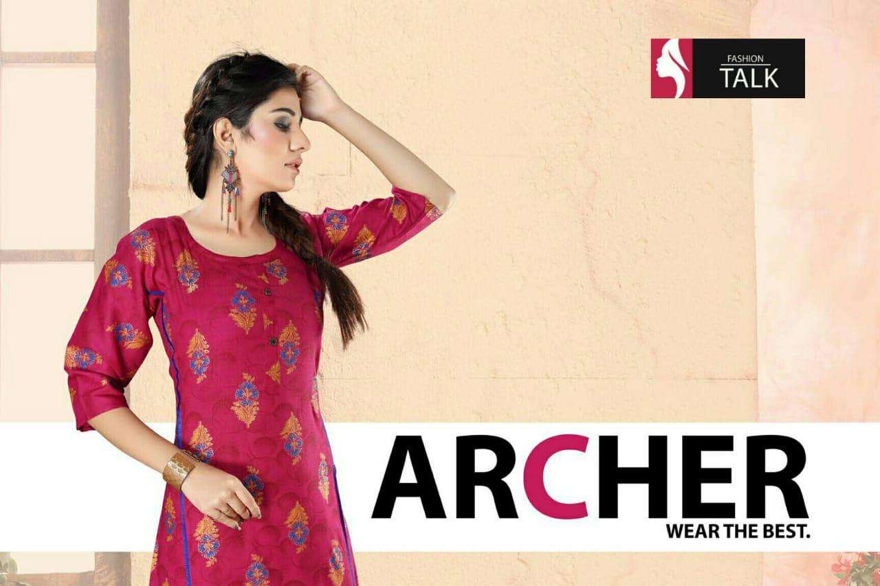 Archer by fashion talk heavy rayon two tone print kurti Catalog Collection Wholesaler Lowest Best Price In Ahmedabad Surat Chennai India Uk Usa Malaysia Singapore Canada Australia