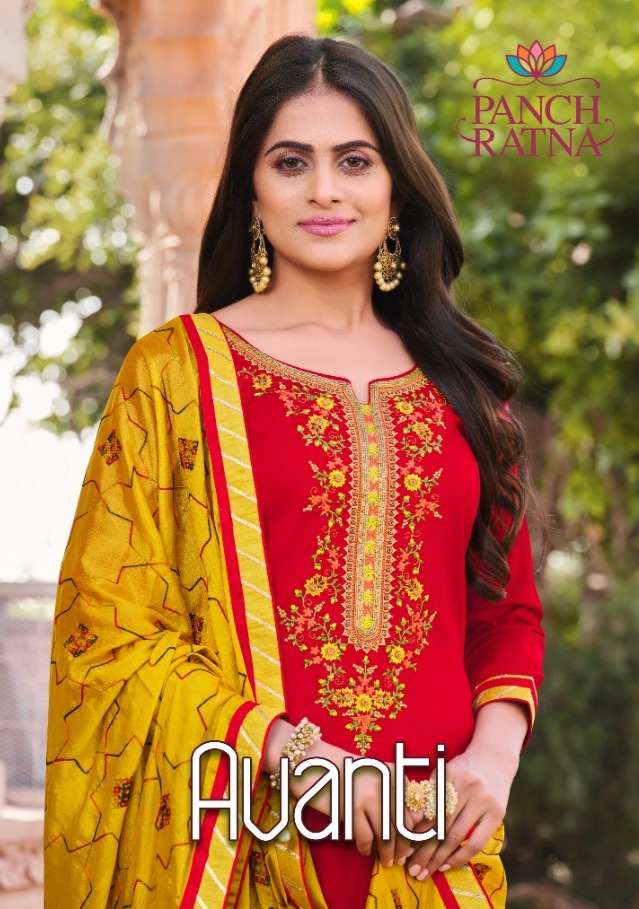 avanti by panch ratna cotton satin work summer wear elegant salwar kameez