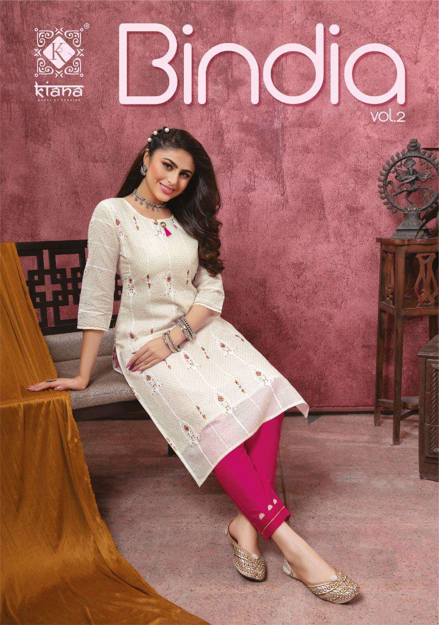 bindia vol 2 by kiana cotton rayon kurti with bottom pair collection