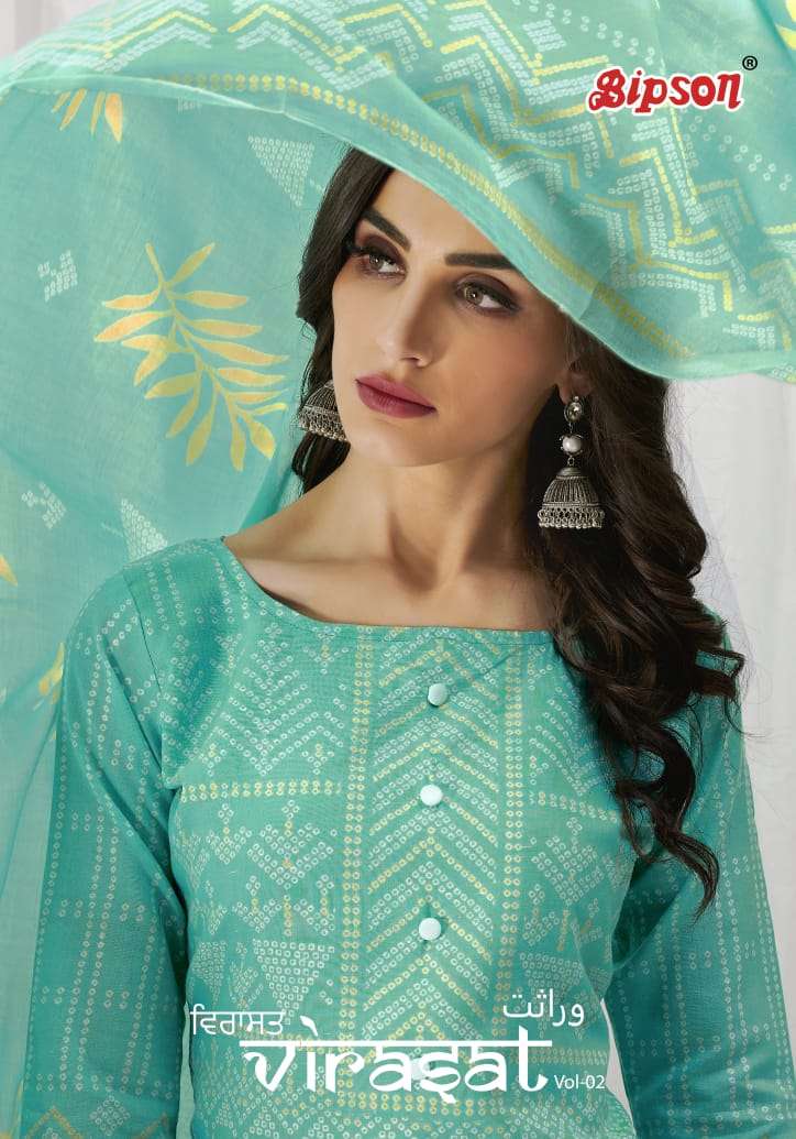 bipson virasat vol 2 cotton print with work salwar kameez