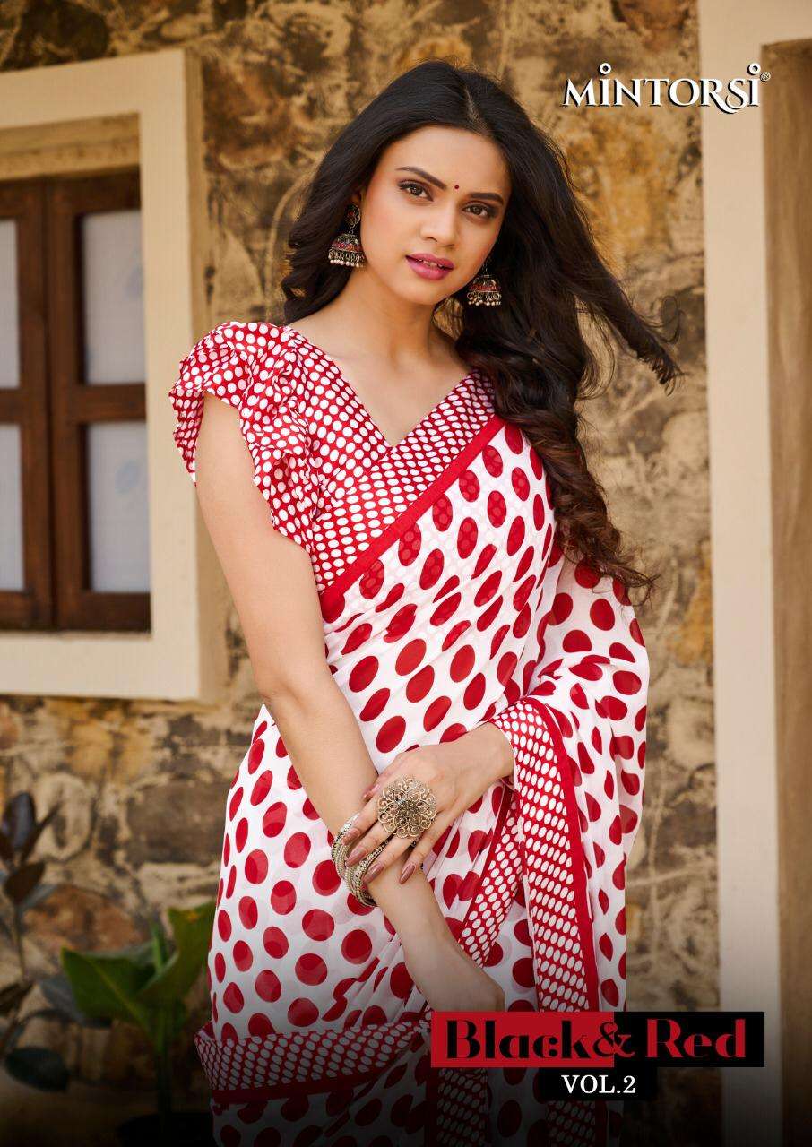 black & red vol 2 by mintorsi weightless satin printed saree wholesaler