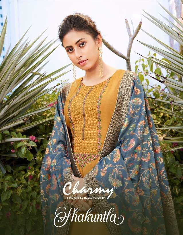 charmy shakuntla by meera trendz dola silk exclusive embroidery suits