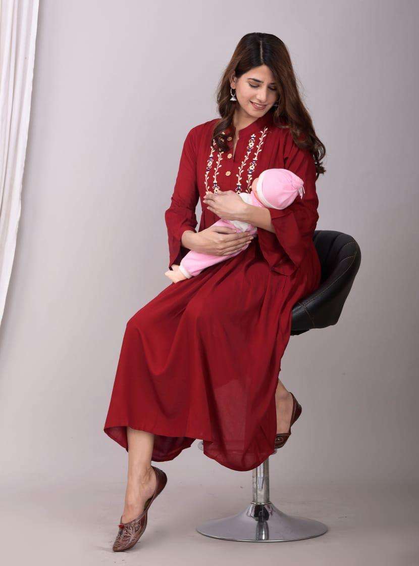 feeding vol 2 by lilly rayon embroidery kurti with 2 side feeding zips 