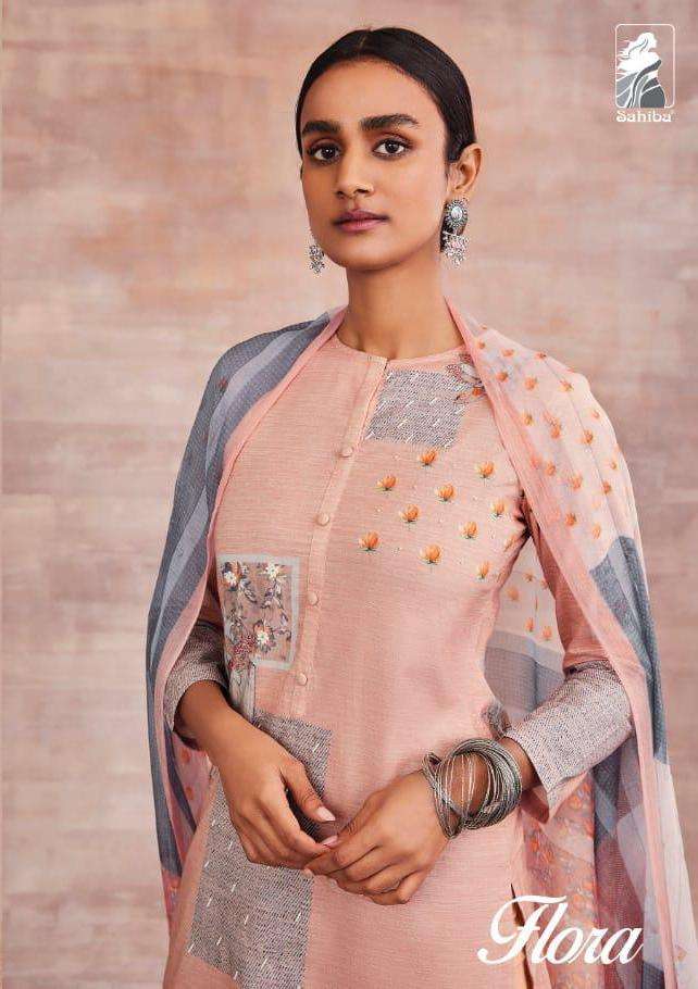 flora by sahiba cotton handwork dress materials collection