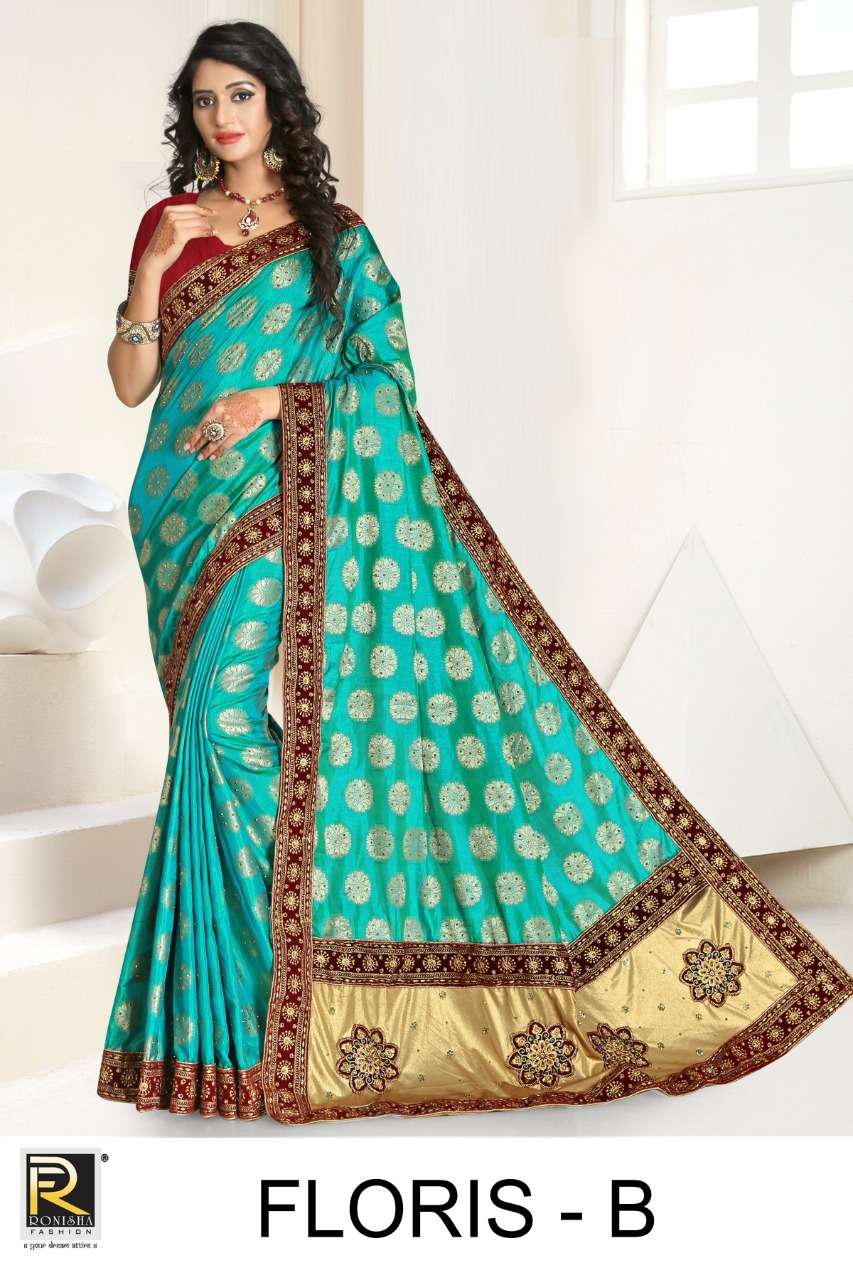 Floris by ranjna saree embroidery warked heavy diamond work saree Collection 