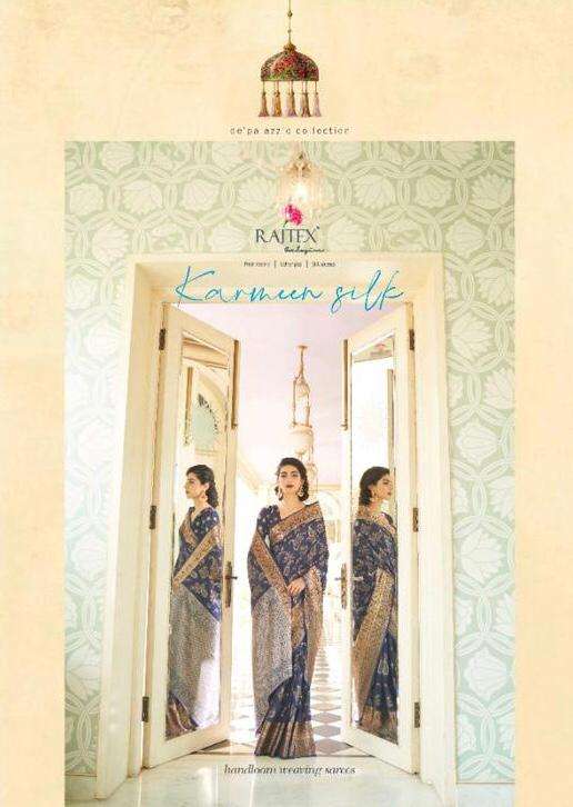 karmeen silk by rajtex 172001-172006 series handloom weaving silk designer saree