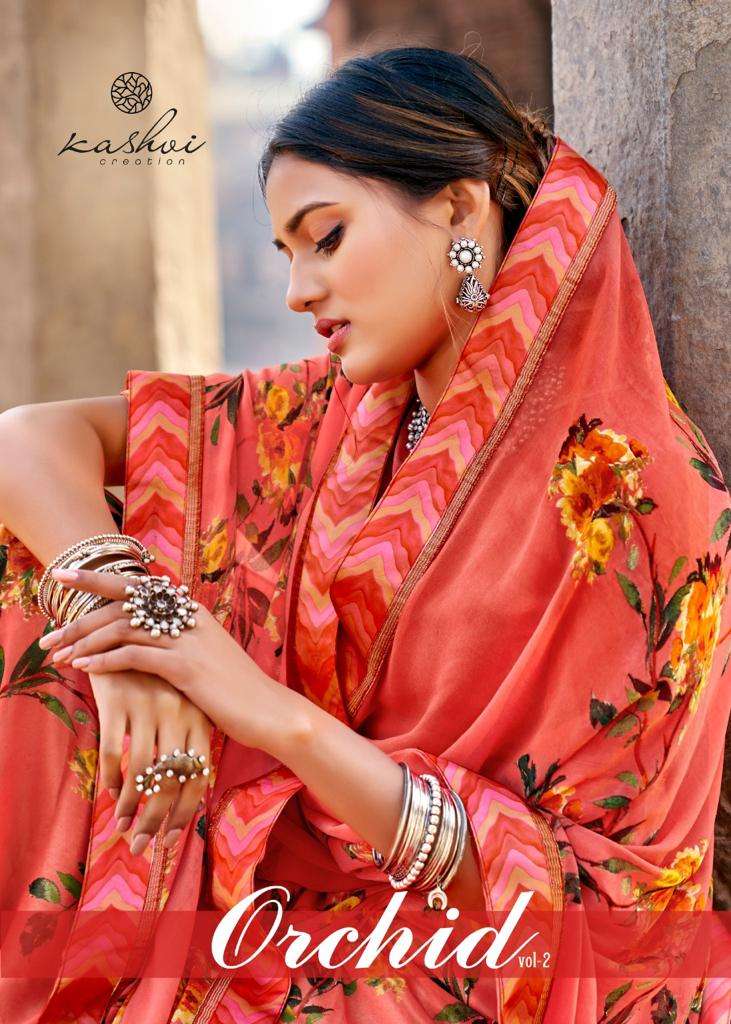 kashvi orchid vol 2 georgette printed regular wear saree