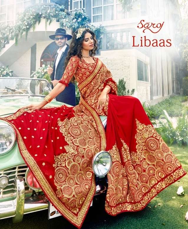 libas by saroj vichitra silk embroidery wedding saree supplier