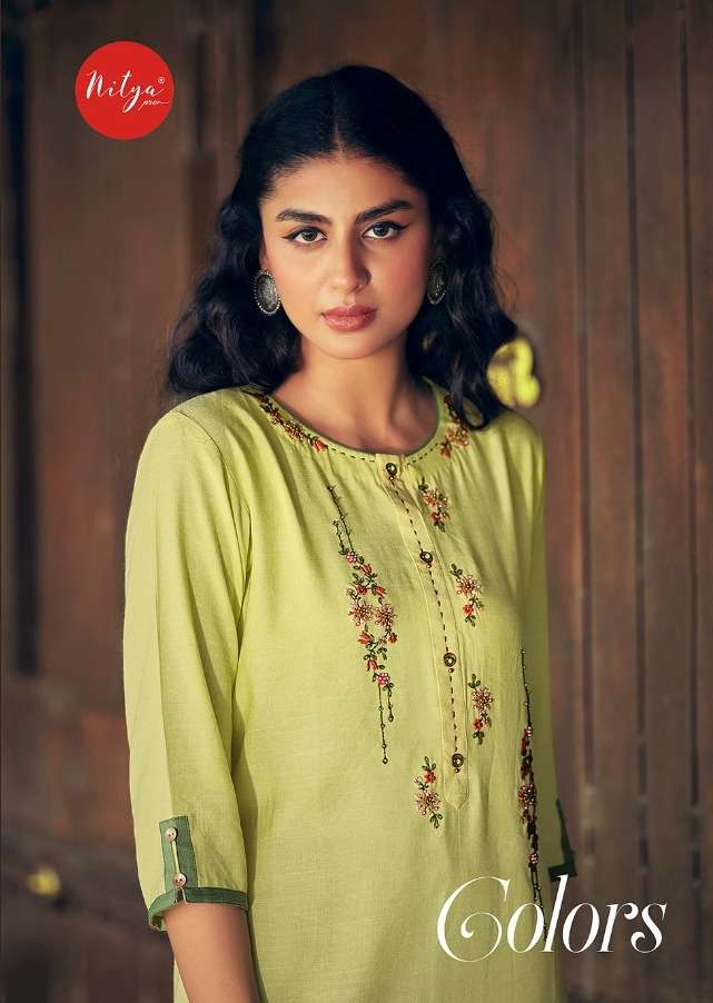 lt nitya colors cotton embroidery kurti with bottom collection