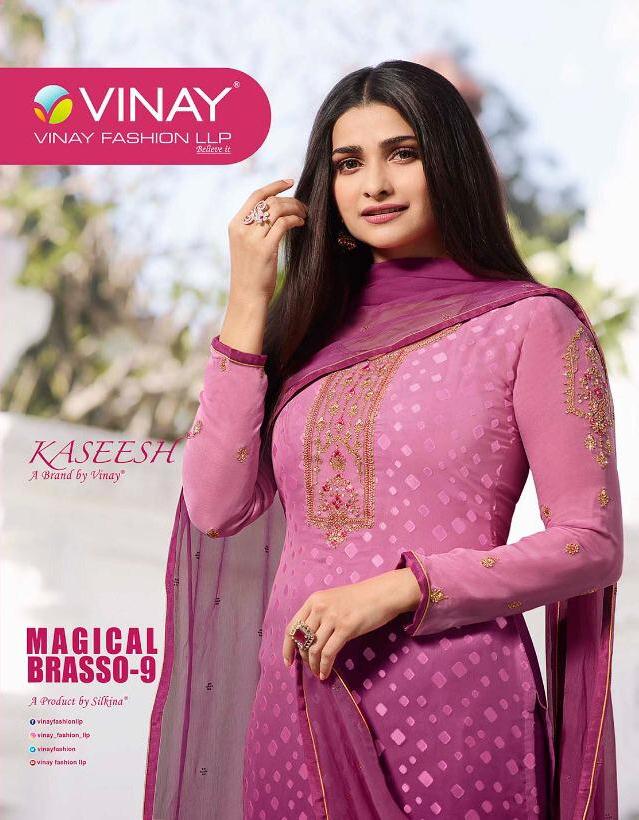 Magical Brasso Vol 9 By Vinay Fashion Embroidered Heavy Festive Season Brasso Dress Materials