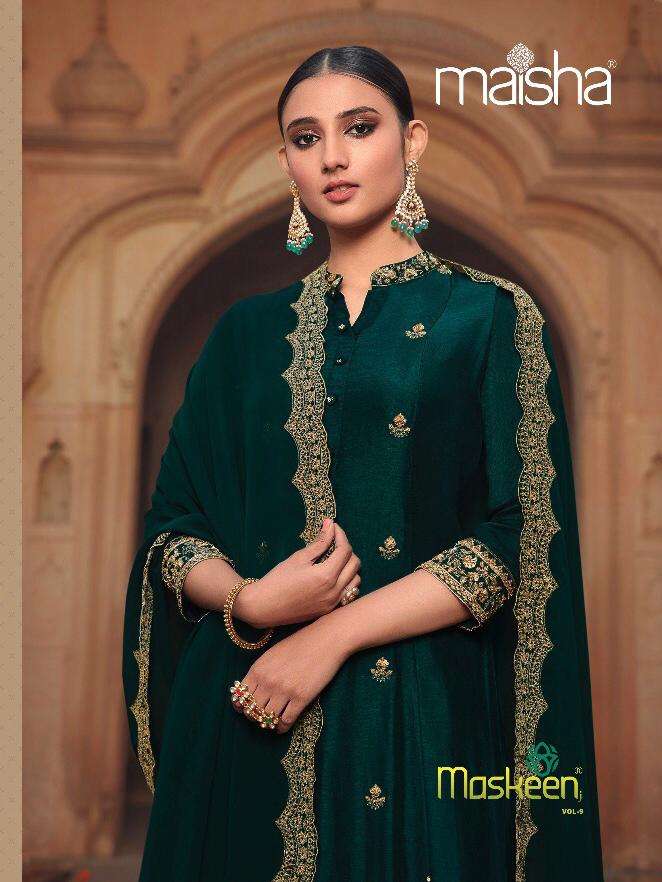 maskeen vol 9 by maisha russian silk long gown with dupatta collection