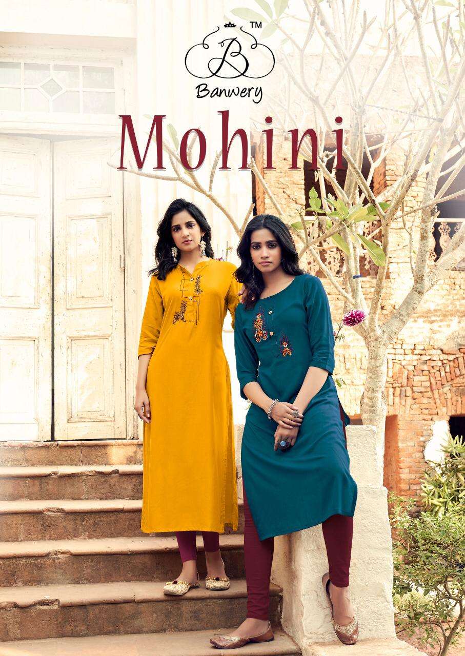 mohini by banwery rayon embroidery simple daily wear kurtis