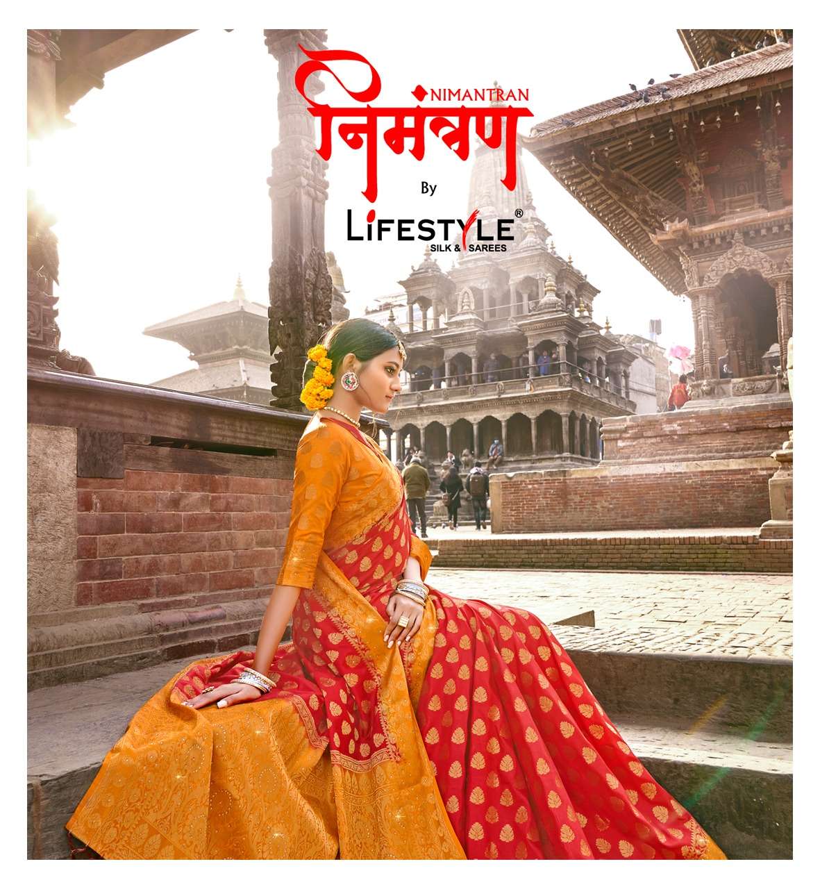 nimantran by lifestyle nylone silk exclusive saree wholesaler