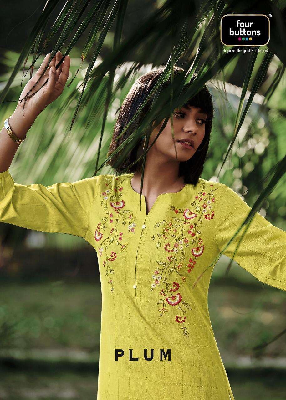 plum by four buttons woven cotton designer ladies kurta collection