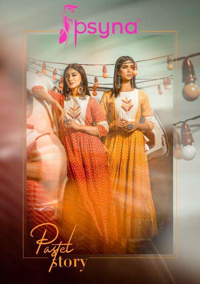 psyna kurti gown wholesaler in surat psyna pastel story trendy outfits gown collection 