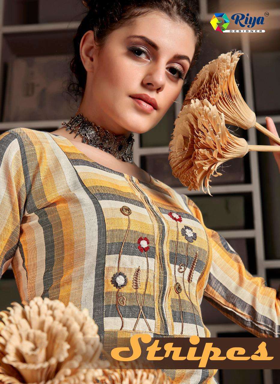 riya designer stripes cotton kurti with pant collection