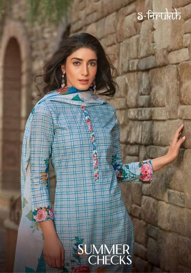 s nirukht present summer checks cotton designer suits materials