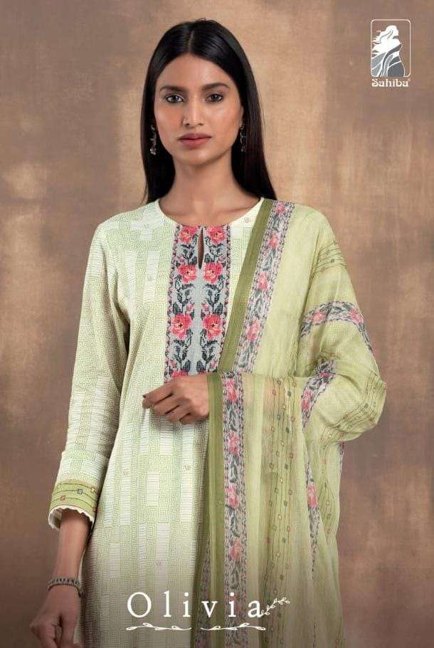 sahiba olivia cambric digital print with handwork suits wholesaler