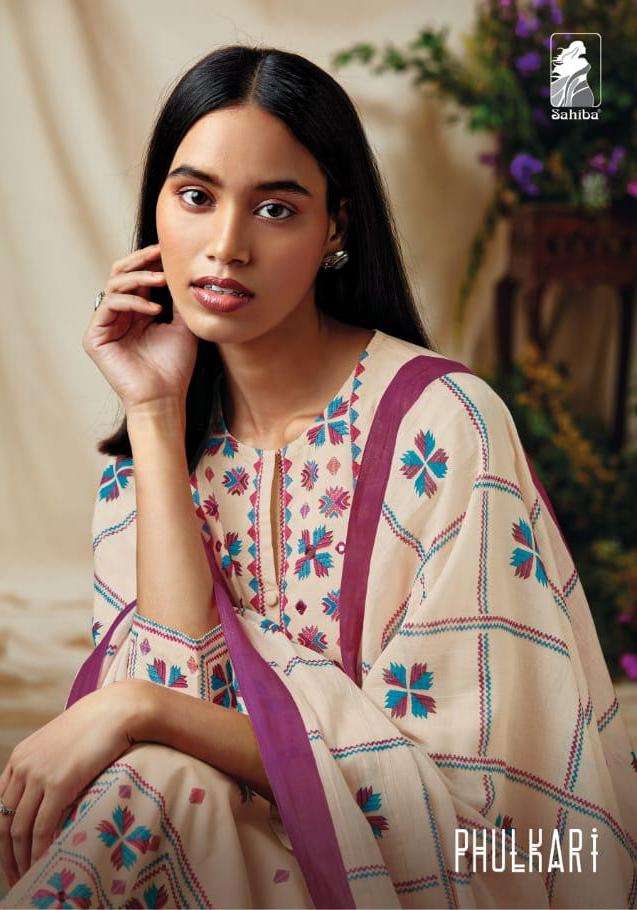 sahiba phulkari cambric cotton handwork dress collection