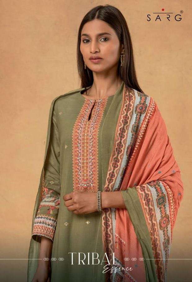 sarg present tribal essence cambric cotton handwork suits materials