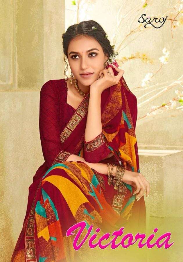 saroj victoria 60 gram georgette printed saree wholesaler