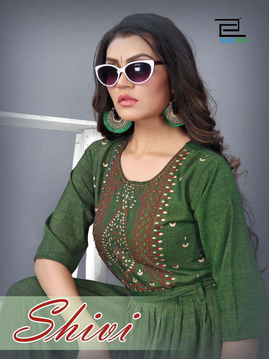 shivi by blue hills rayon long gown kurti collection