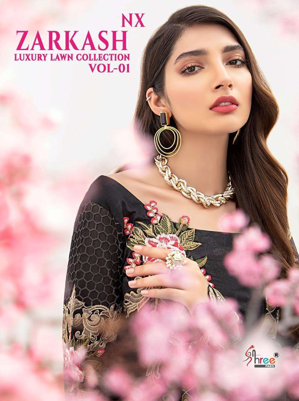 shree fabs zarkash luxury lawn vol 1 nx cotton pakistani summer dress materials