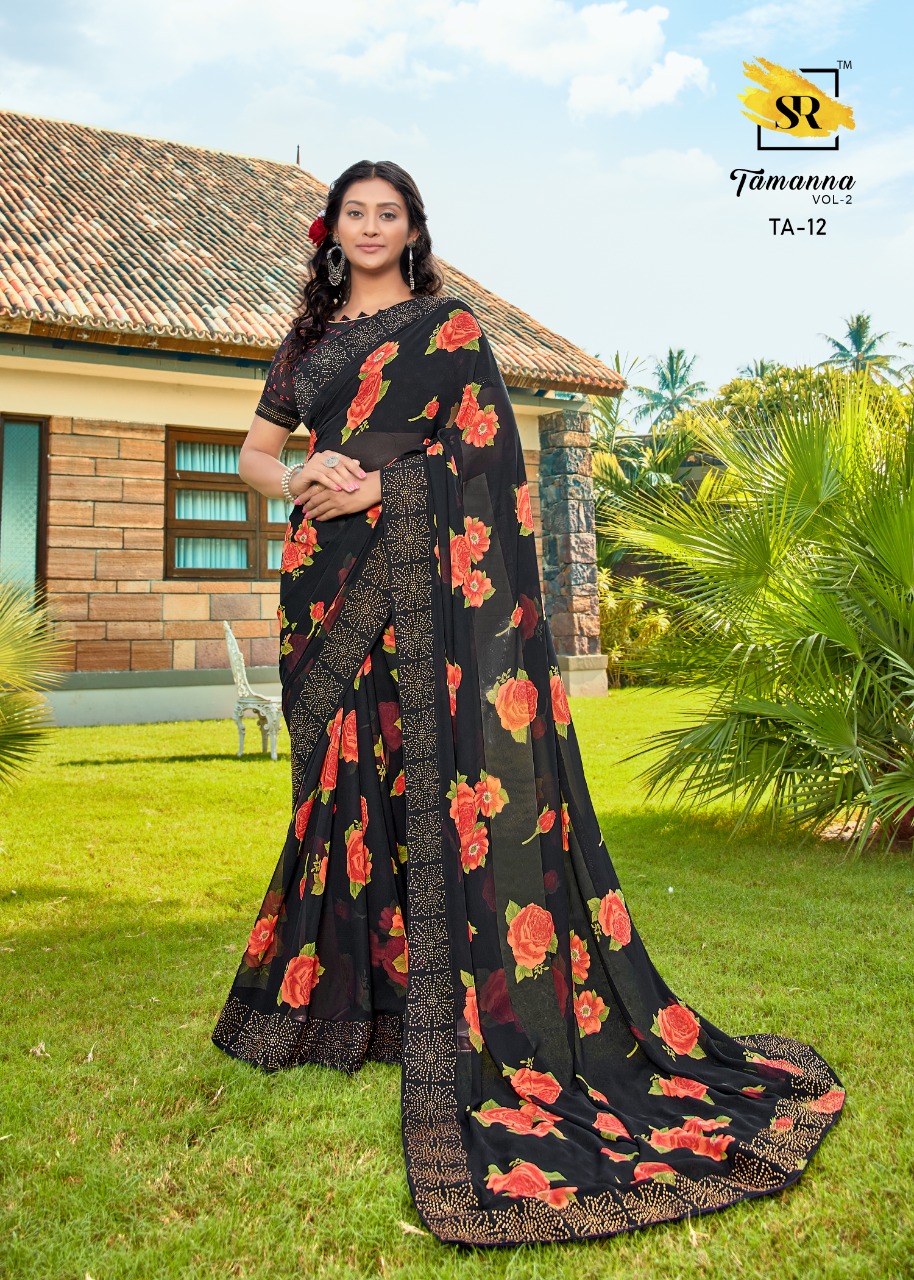 Sr Tamanna Vol 2 Heavy Weightless With Border Simple Casual Wear Synthetic Saree