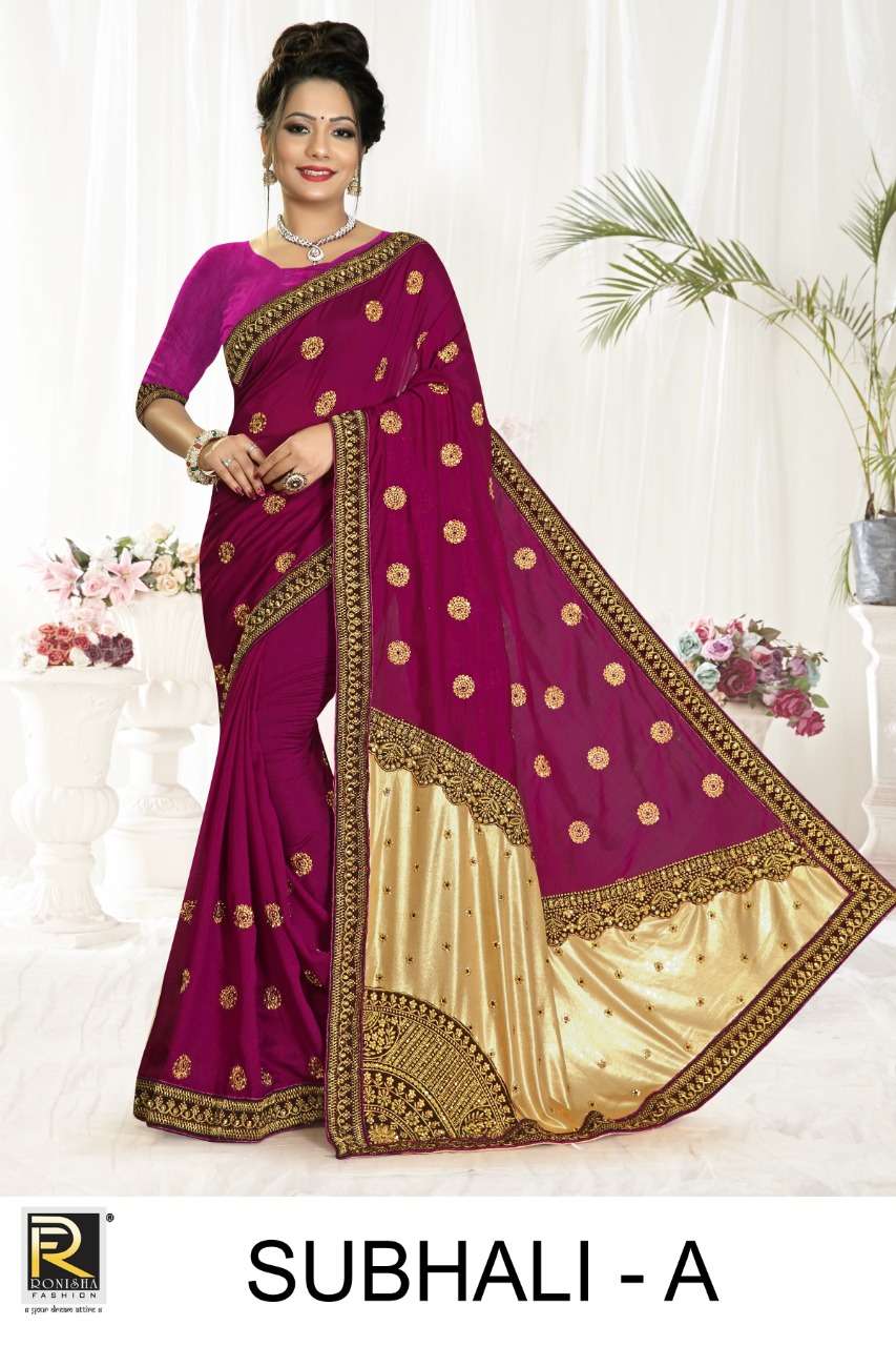 Subhali by ranjna saree embroidery warked heavy diamond work saree Collection 