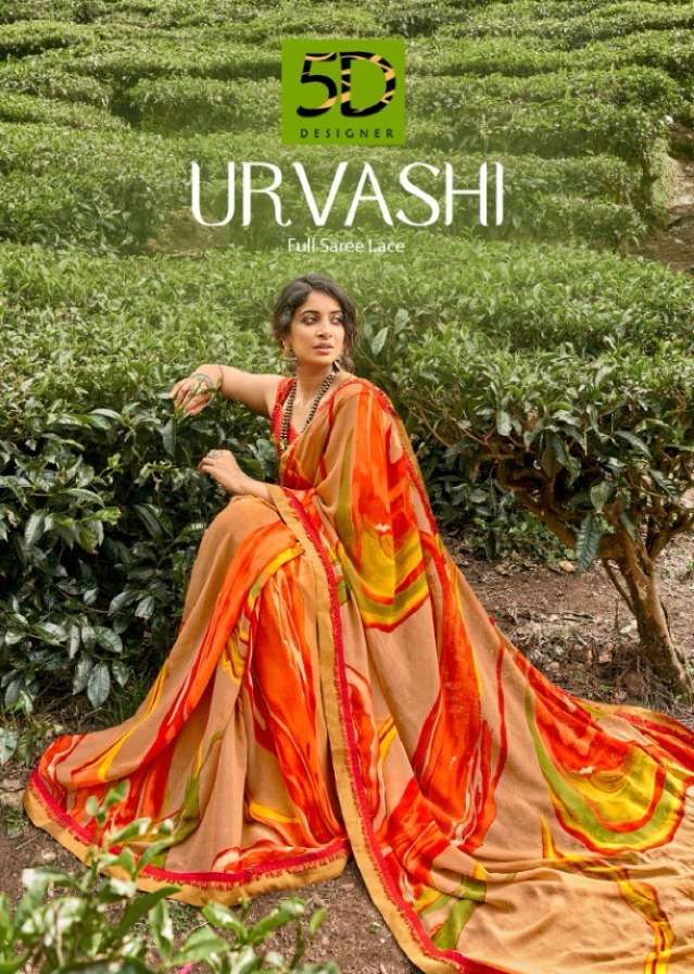 urvashi by 5d designer georgette printed casual wear saree