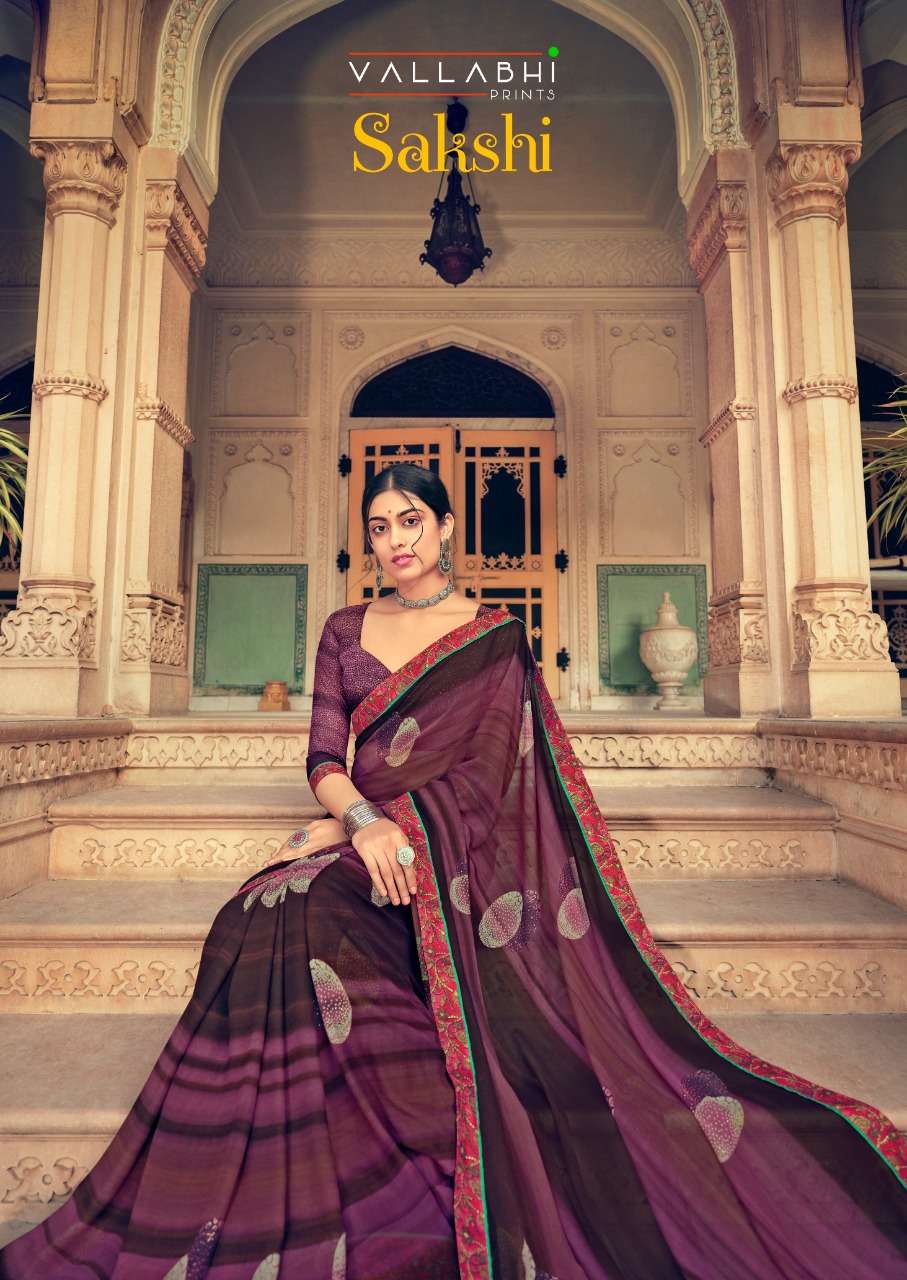 vallabhi sakshi weightless foil printed casual wear saree