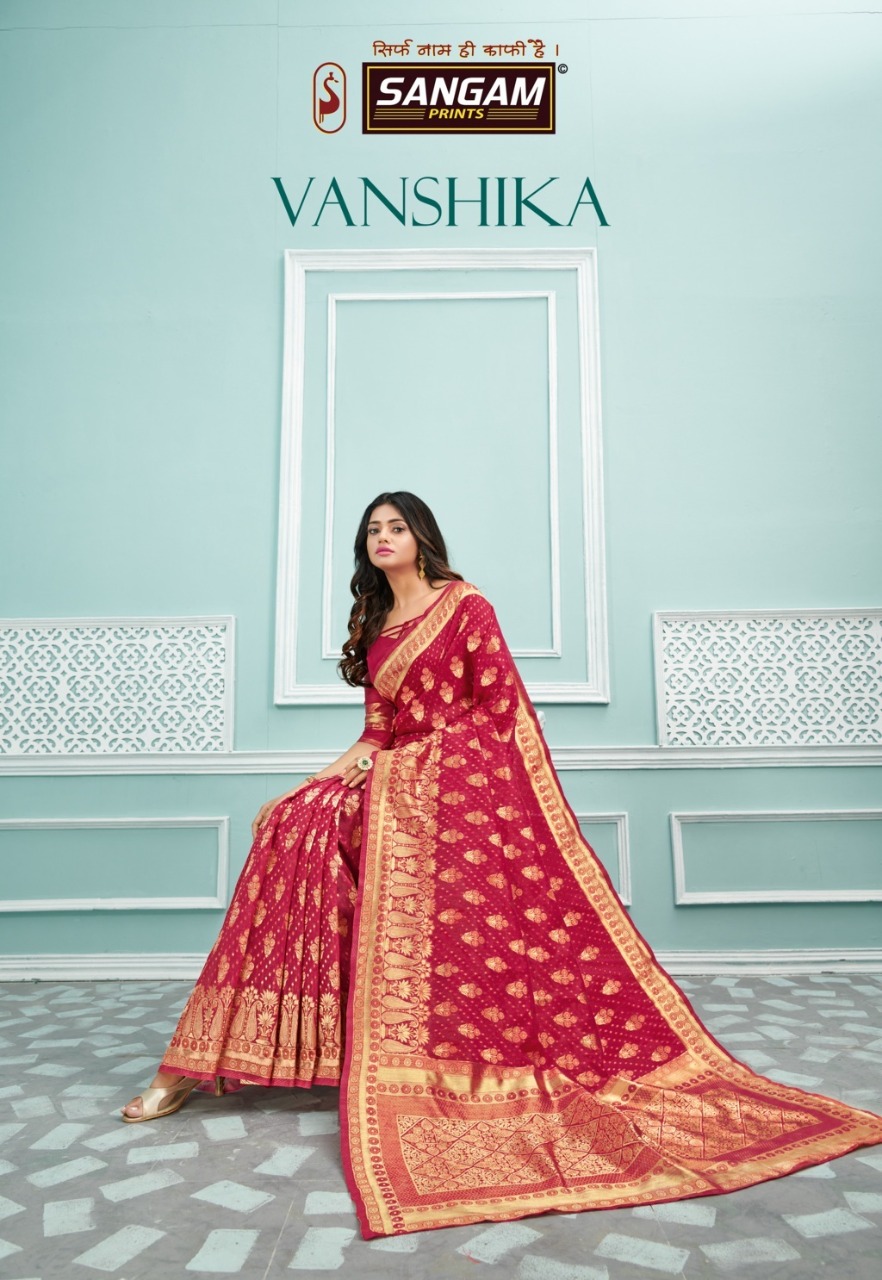 Vanshika By Sangam Prints Cotton Handloom Good Looking Saree At Krishna Creation In Surat