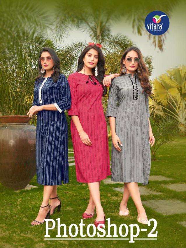 vitara photoshop vol 2 rayon printed daily wear fancy kurtis