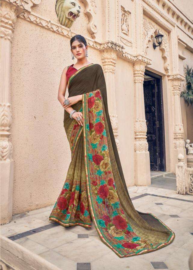 5d present rudraksha georgette printed fancy sarees