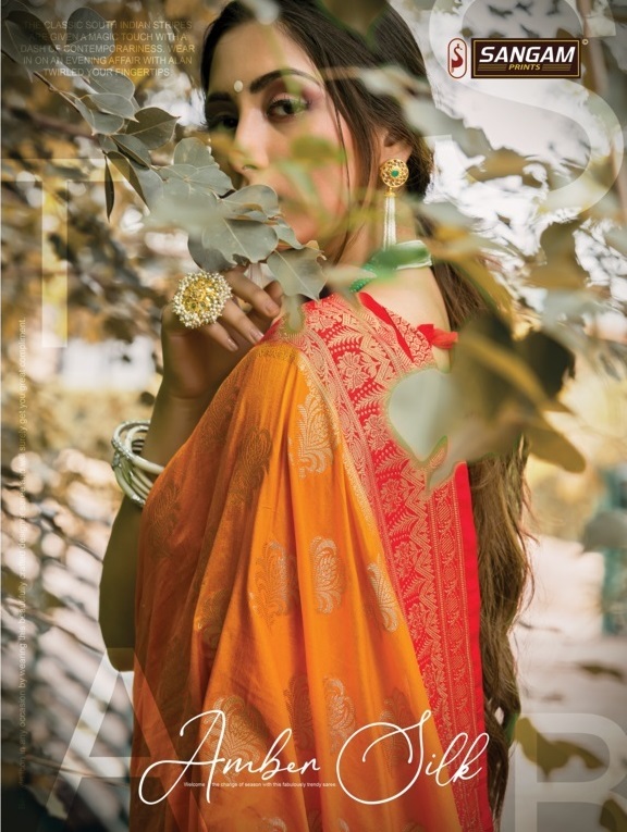 Amber Silk By Sangam Prints Nylon Silk Heavy Look Designer Saree Online Shopping In India