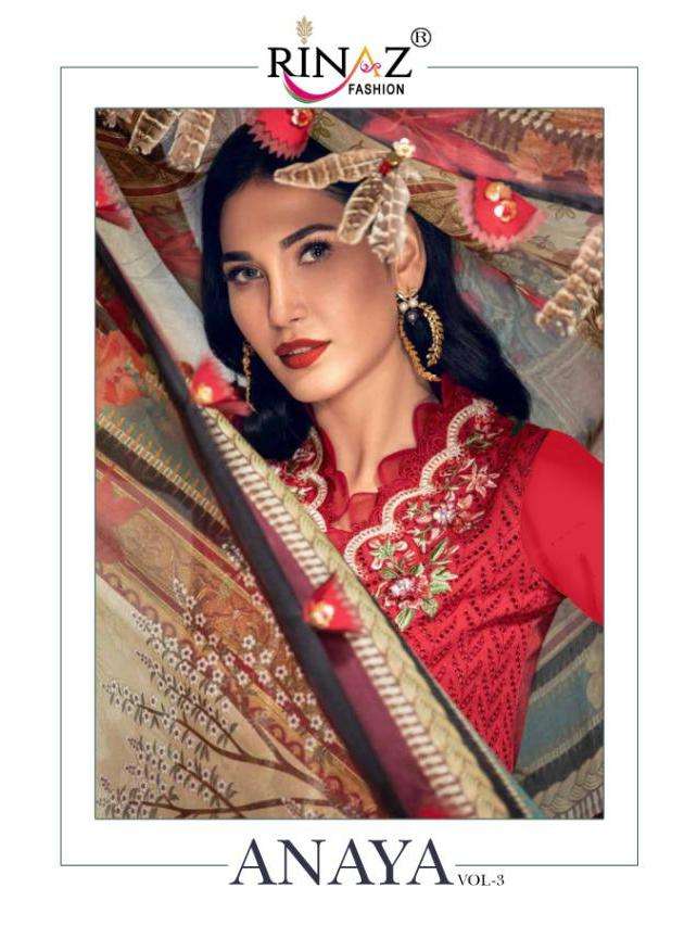 anaya vol 3 by rinaz cambric cotton pakistani fancy suits