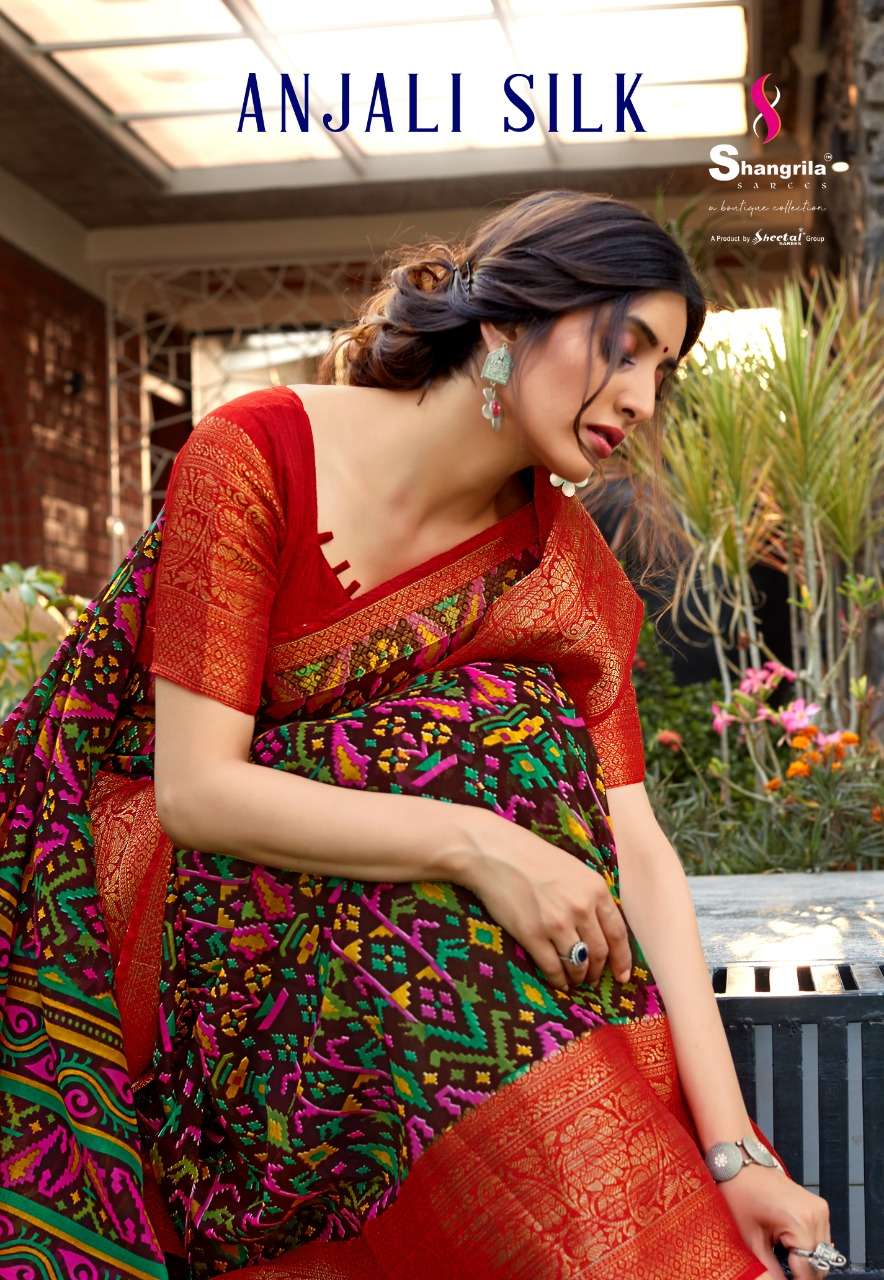 anjali silk by shangrila silky prints on jacquard border patta clothing store 