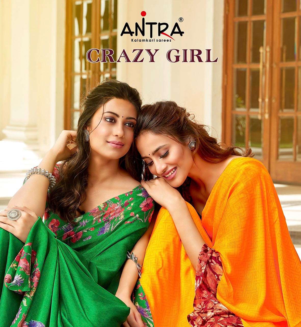 antra crazy girl moss chiffon printed fancy sarees